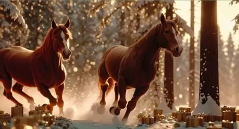 AI Video from prompt: A horse gallops to celebrate the New Year. She i