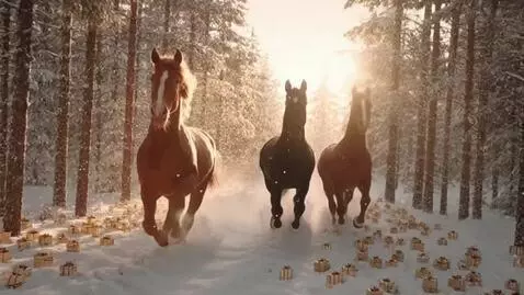AI Video from prompt: A horse gallops to celebrate the New Year. Two m