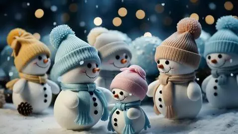 AI Video from prompt: The snowman's expression changes to a very sad o