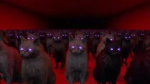 AI Video from prompt: 1000000 Zombie cats are In a red room looking at