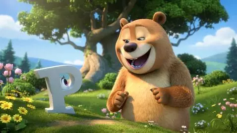 AI Video from prompt: A bright, colorful cartoon garden scene under th