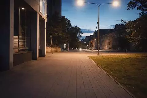 AI Video from prompt: The camera smoothly flies forward along an empty