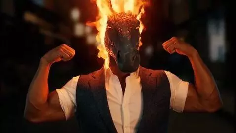 AI Video from prompt: The head of a Fire Horse dressed in a coat like 