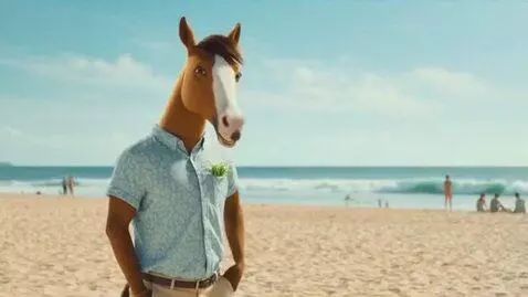 AI Video from prompt: Horse dressed in human attire talking about new 