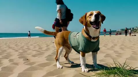 AI Video from prompt: Dog dressed in human attire talking about new ye