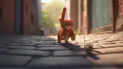 AI Video from prompt: cat running after a mouse