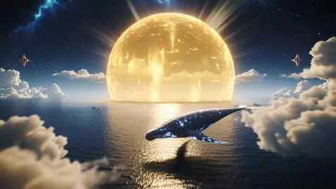 AI Video from prompt: A breathtaking cosmic landscape — a colossal gol