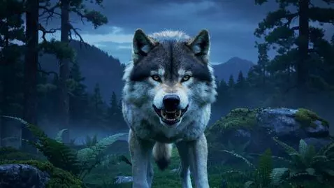 AI Video from prompt: A furious wolf
