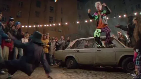 AI Video from prompt: A beatboxer, a mumble rapper and a break-dancer 