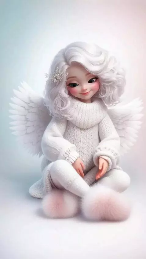 AI Video from prompt: The Angel smiles and gives a heart