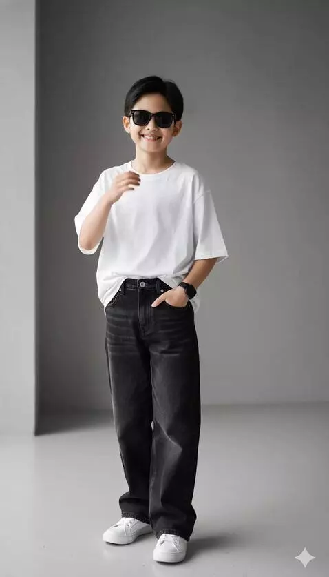 AI Video from prompt: “The boy gives a slight smile, fixes his hair, t