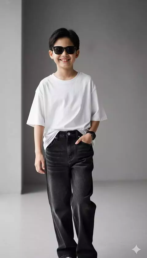 AI Video from prompt: “The boy smiles, walks forward, then waves his h