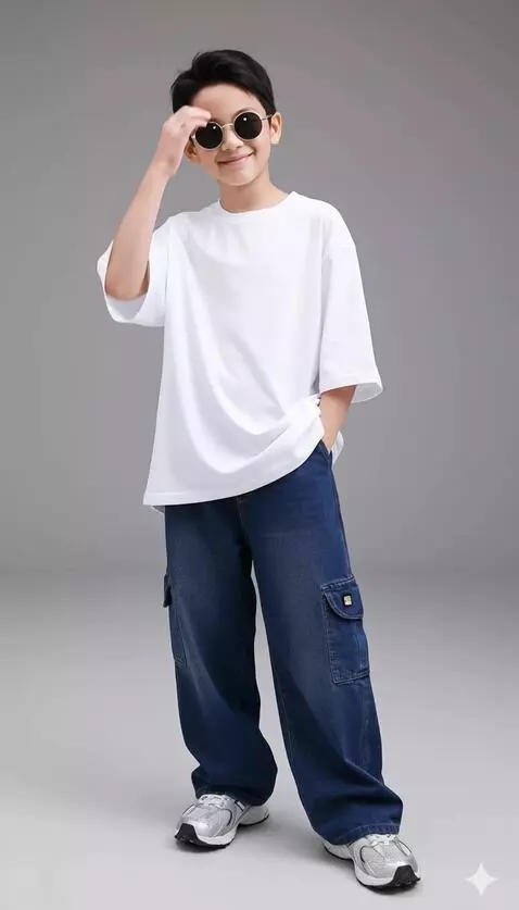 AI Video from prompt: With a subtle smile, the boy fixes his hair and 