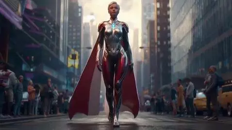 AI Video from prompt: The Mother of Ultramen walks around with her hip