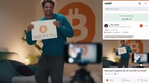 AI Video from prompt: Dancing And Begging For Bitcoin On Reddit
