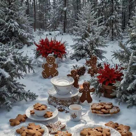 AI Video from prompt: bring the picture to life so that the gingerbrea