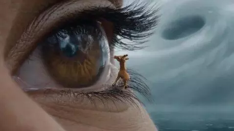 AI Video from prompt: there's a giraffe in the eye. in the background,