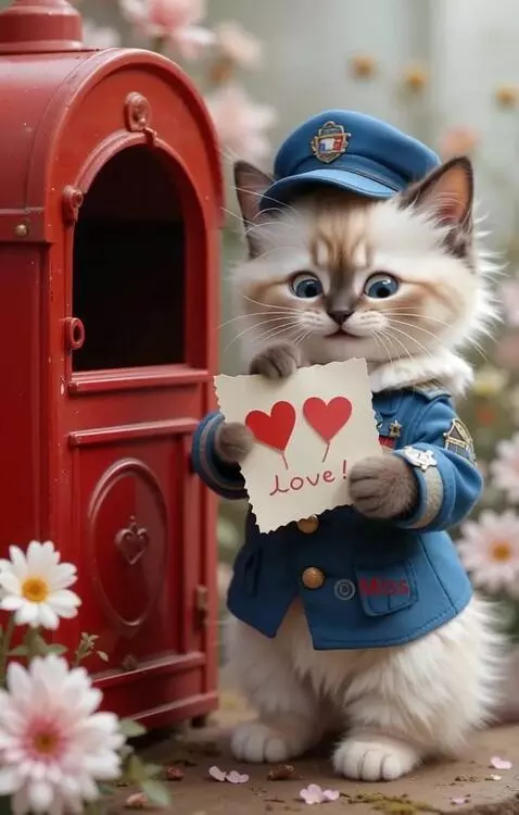 AI Video from prompt: Smiles ana sends a letter with hearts into the m