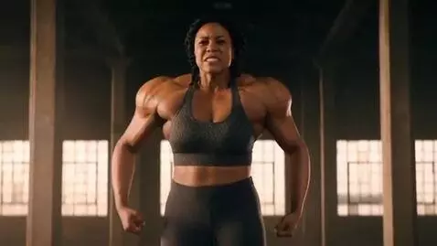 AI Video from prompt: female growing gigantic muscles