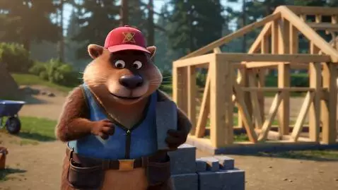 AI Video from prompt: A video ad is needed. It depicts two beavers cho