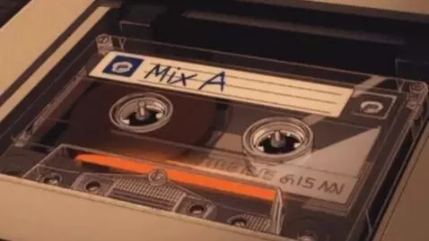 AI Video from prompt: Create a video with a rotating audio cassette in