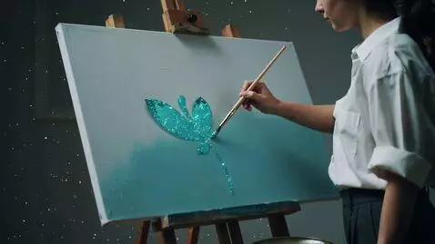 AI Video from prompt: Close up camera angle of a large canvas position