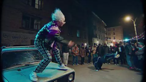 AI Video from prompt: A beatboxer, a mumble rapper and a break-dancer 