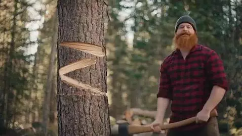 AI Video from prompt: A burley ginger haired, ginger bearded lumberjac