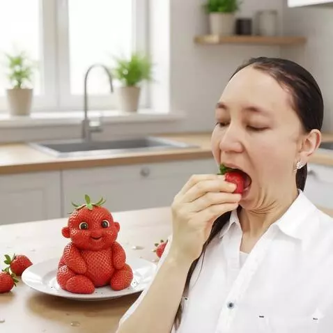 AI Video from prompt: Strawberry baby eat strawberries