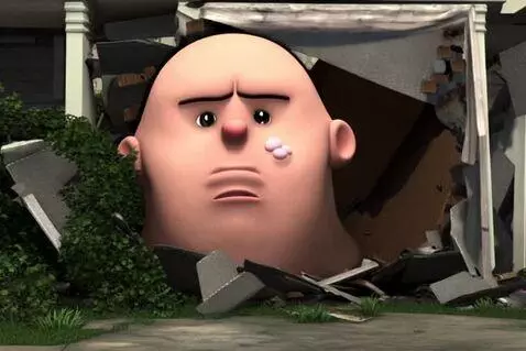 AI Video from prompt: A big forehead with pimples and no face on it co