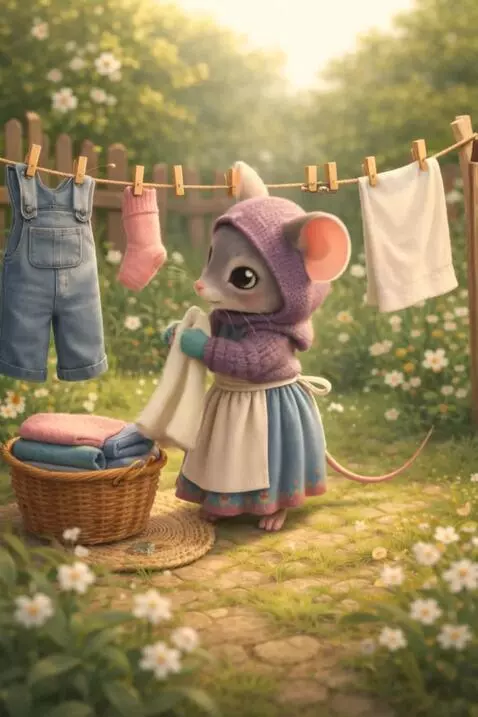 AI Video from prompt: The mouse picks up the wet white thing, carefull