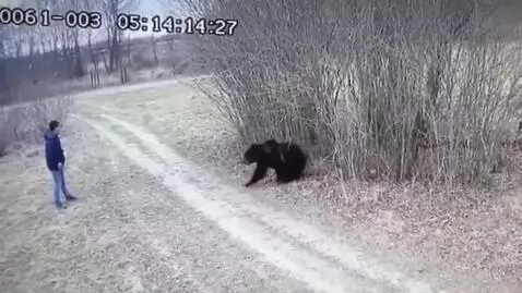 AI Video from prompt: Old outdoor CCTV-style daytime footage with low 