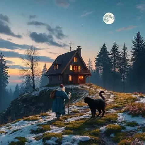 AI Video from prompt: Santa Claus is walking along the path