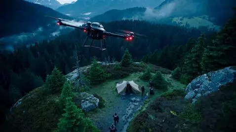 AI Video from prompt: cinematic american mystery thriller — aerial vie