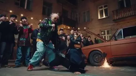 AI Video from prompt: A beatboxer, a mumble rapper and a break dancer 