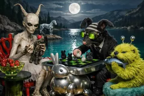 AI Video from prompt: The woman picks up the spoon and eats a strawber