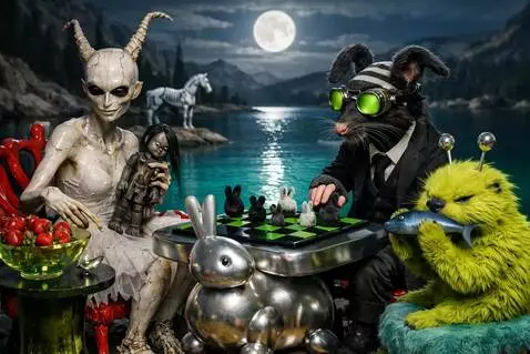 AI Video from prompt: The woman picks up the spoon and eats a strawber