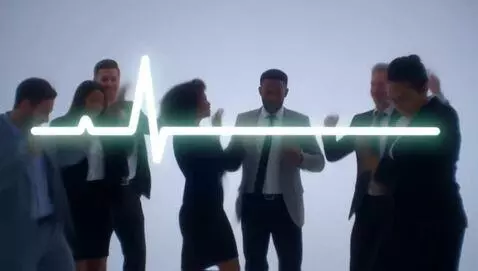 AI Video from prompt: Have a bunch of business professionals dancing a