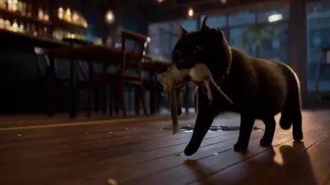 AI Video from prompt: A cat carried off a mouse in the restaurant at n