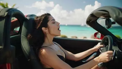 AI Video from prompt: bikini women driving nice hot car moaning