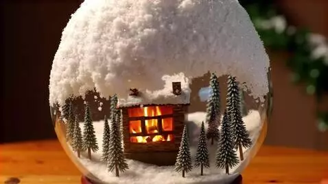 AI Video from prompt: Cinematic close-up of a Christmas snow globe on 