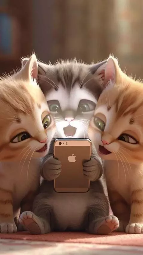 AI Video from prompt: three cute little kittens are sitting close to e