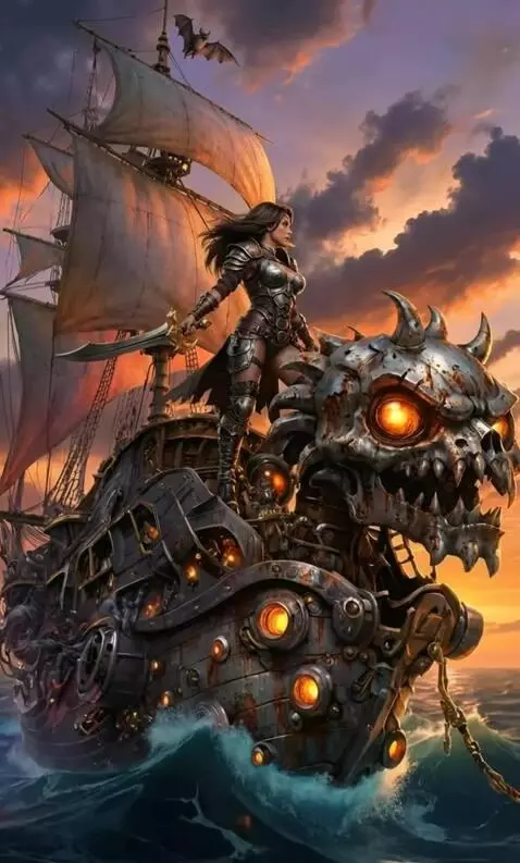 AI Video from prompt: The ship sails through the waves, the camera zoo