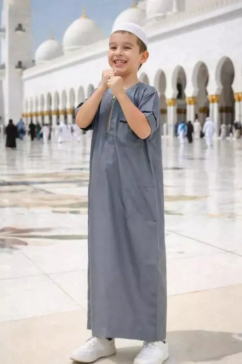 AI Video from prompt: a child promotes the Robert he is wearing while 