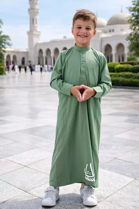 AI Video from prompt: a child promotes the Robert he is wearing while 