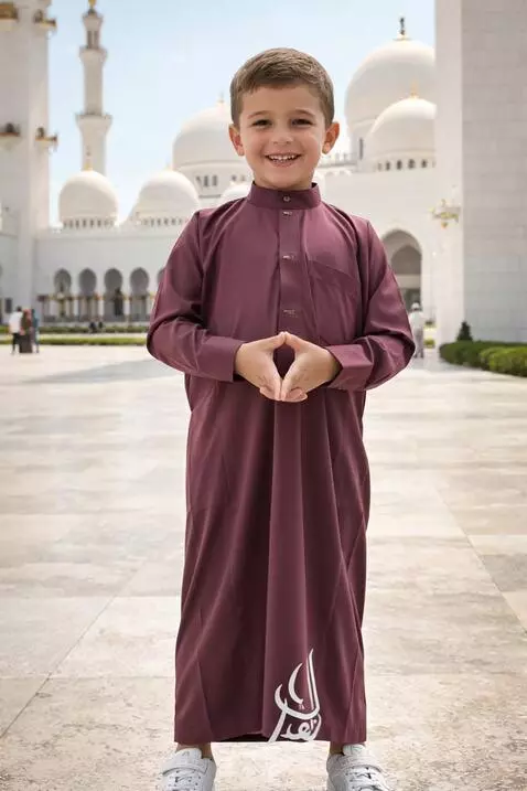 AI Video from prompt: a child promotes the Robert he is wearing while 