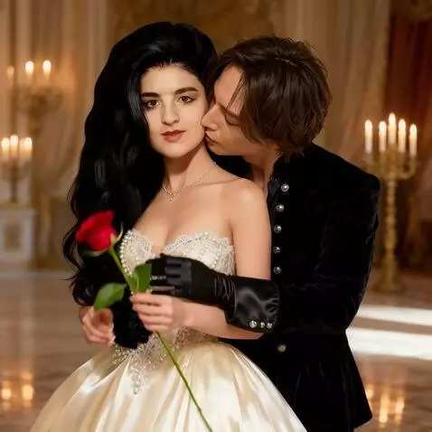 AI Video from prompt: A man gives a woman a red rose and then passiona