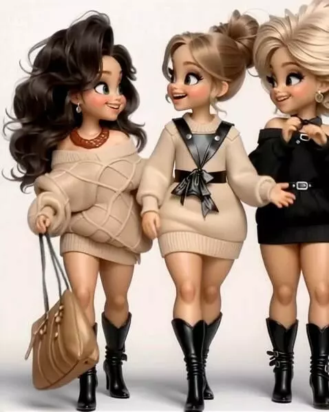 AI Video from prompt: The Girls walk, smile and share their impression