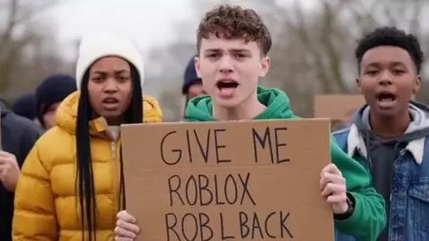 AI Video from prompt: people say give me my roblox back and they have 