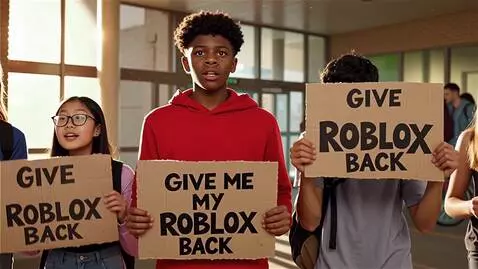 AI Video from prompt: people say give me my roblox back and they have 